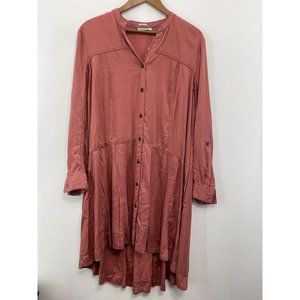 Holding Horses Mariona Shirt Dress Button Front Prairie Dusty Rose Womens 14